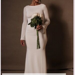 Meshki White Long Sleeve Gown